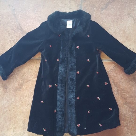 Gymboree black velvet fur long coat - Picture 1 of 4